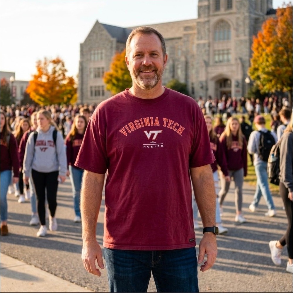 Vintage Jansport Virginia Tech VT Hokies T-Shirt Mens XL Maroon Tee Shirt